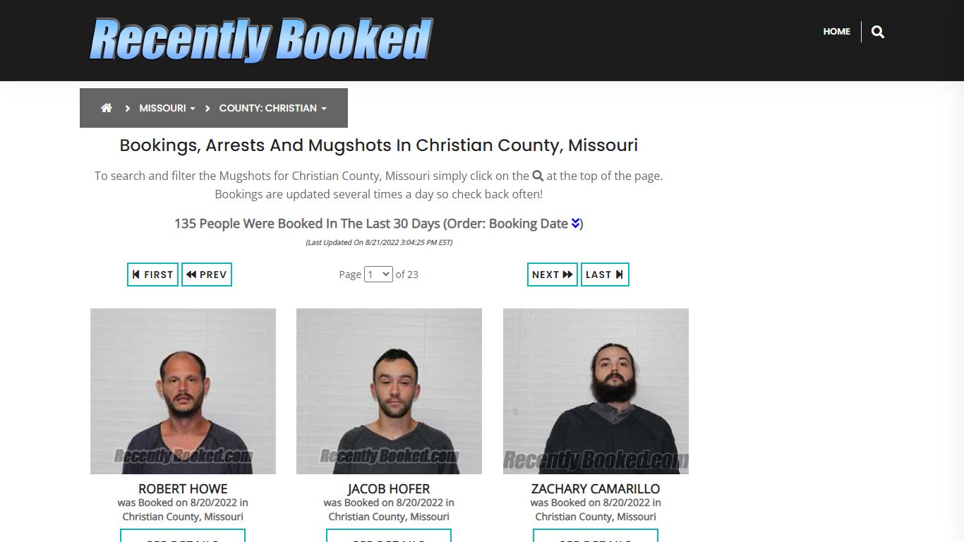 Bookings, Arrests and Mugshots in Christian County, Missouri
