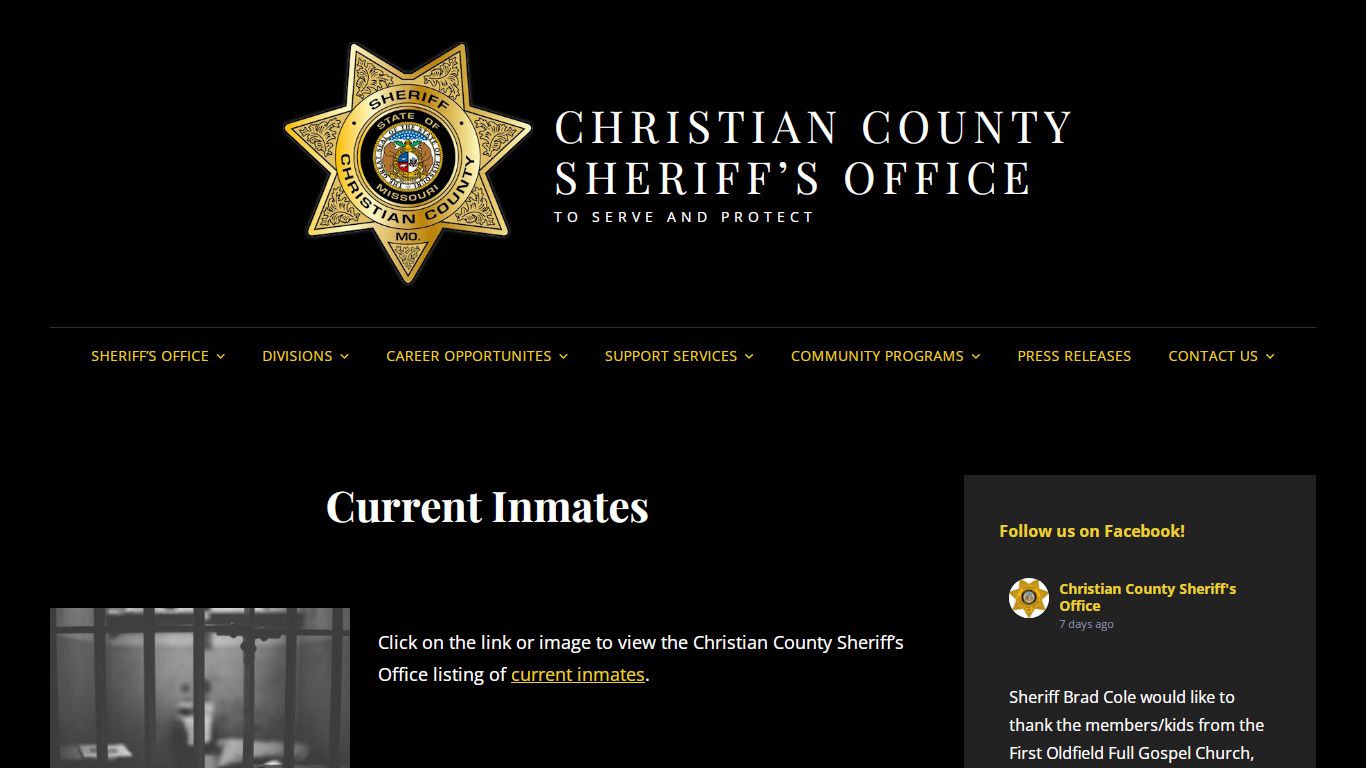 Current Inmates – CHRISTIAN COUNTY SHERIFF’S OFFICE